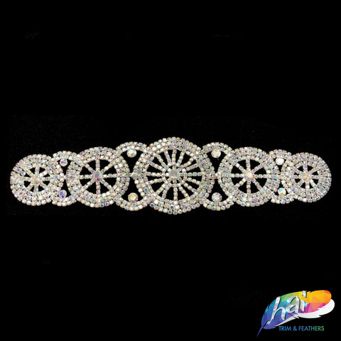 Silver Crystal Rhinestone Motif Applique on Metal Setting, NL-031