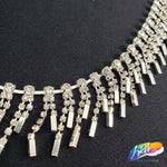 1 1/8" Silver Crystal Rhinestone Fringe with Metal Bar RF-035