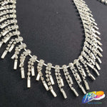 1 1/8" Silver Crystal Rhinestone Fringe with Metal Bar RF-035