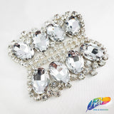 SALE! Silver Crystal Glass Rhinestone Motif on Metal Settings, RA-258