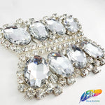 SALE! Silver Crystal Glass Rhinestone Motif on Metal Settings, RA-258