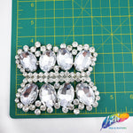 SALE! Silver Crystal Glass Rhinestone Motif on Metal Settings, RA-258