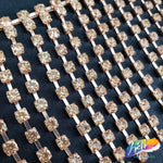 3 5/8" Peach/Rose Gold Rhinestone Cupchain Fringe, RF-034