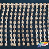 3 5/8" Peach/Rose Gold Rhinestone Cupchain Fringe, RF-034