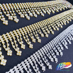1 1/4" Flower Rhinestone Fringe, RF-027