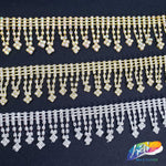 1 1/4" Flower Rhinestone Fringe, RF-027