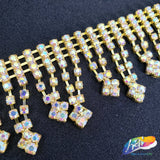 1 1/4" Flower Rhinestone Fringe, RF-027