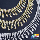 1 1/4" Flower Rhinestone Fringe, RF-027