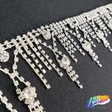 2" Silver Crystal Rhinestone Fringe, RF-026
