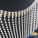 4" Silver Crystal Rhinestone Cupchain Fringe, RF-024