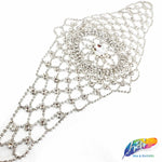 SALE! Silver Crystal Glass Rhinestone Motif on Metal Settings, RA-257