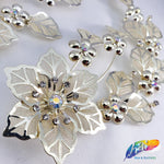 SALE! Light Gold Flower Rhinestone Applique on Metal Setting (Sold by Pair), RA-056