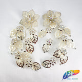 SALE! Light Gold Flower Rhinestone Applique on Metal Setting (Sold by Pair), RA-056