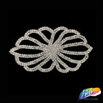 Silver Crystal Rhinestone Motif Applique on Metal Setting, XH-041