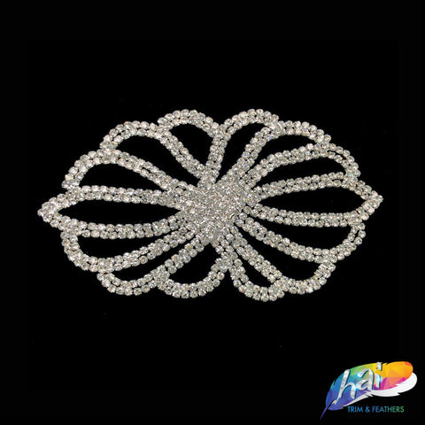 Silver Crystal Rhinestone Motif Applique on Metal Setting, XH-041