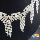 2 1/4" Silver Crystal Triangle Rhinestone Fringe, RF-015