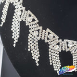 2 1/4" Silver Crystal Triangle Rhinestone Fringe, RF-015