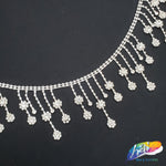 3" Dangling Crystal Flower Rhinestone Fringe, RF-013