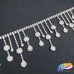 3" Dangling Crystal Flower Rhinestone Fringe, RF-013