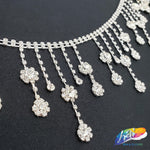 3" Dangling Crystal Flower Rhinestone Fringe, RF-013