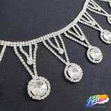 2 1/4" Silver Crystal Medallion Rhinestone Fringe, RF-011