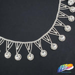 2 1/4" Silver Crystal Medallion Rhinestone Fringe, RF-011