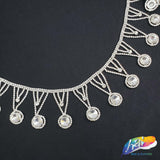 2 1/4" Silver Crystal Medallion Rhinestone Fringe, RF-011