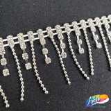 1 1/4" Rhinestone Fringe with Ball Chain Link, RF-007