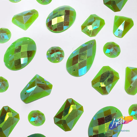 Matte Lime Green AB Resin Stones, SSAB08