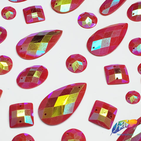 Matte Red AB Resin Stones, SSAB03