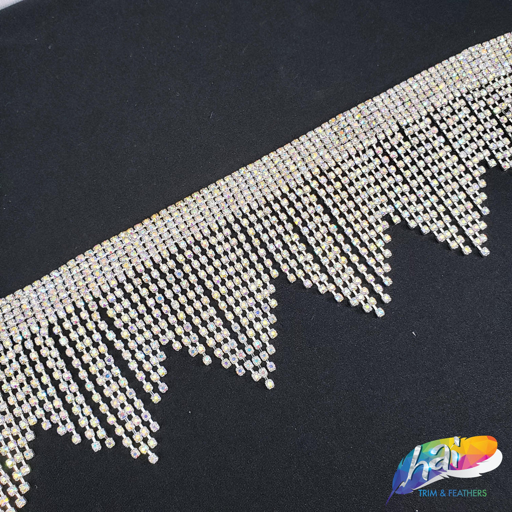 Multicolor Rhimestone Fringe 2 1/2