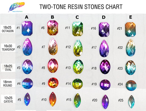 Purple/Blue 2-tone (Ombré) Resin Stones
