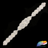 Pearl Beaded Rhinestone Motif Applique, PRA-003