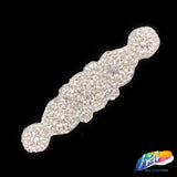 Silver Crystal Pearl Beaded Rhinestone Motif Applique, PRA-005