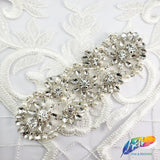Pearl Beaded Rhinestone Motif Applique, PRA-001