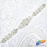 Pearl Beaded Rhinestone Motif Applique, PRA-003