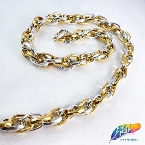 1/2" Gold/Silver Braided Cable Chain, CH-104