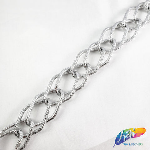 7/8" Silver Double Linked Diamond Cable Chain, CH-106