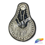 Navy Blue/Silver Beaded Rhinestone Chain Epaulet with Dangling Rhinestone Cupchain Fringe, EP-012 (sold per piece)