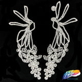 Crystal Rhinestone Flower Motif Applique on Metal Setting (sold by pair), 91601