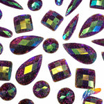 Purple AB Glitterback Resin Stones, YSAB10