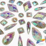 Clear AB Glitterback Resin Stones, YSAB01