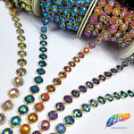 1/2” Color AB Glitterback Stone Plastic Stud Trim, PST-085