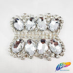 SALE! Silver Crystal Glass Rhinestone Motif on Metal Settings, RA-258