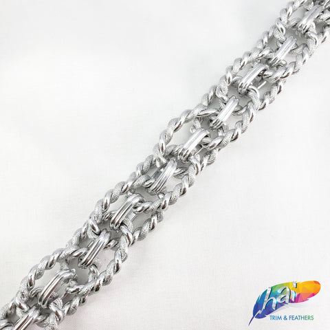 3/4" Silver Braided Oval Cable Chain, CH-114