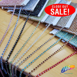 CLOSEOUT! 10 yards of 12ss/3mm Single Row Color Non-Stretch Rhinestone Trim, A-005