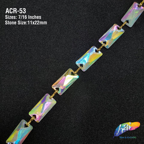 7/16" Chained Clear AB Rectangle Stone Trim, ACR-053