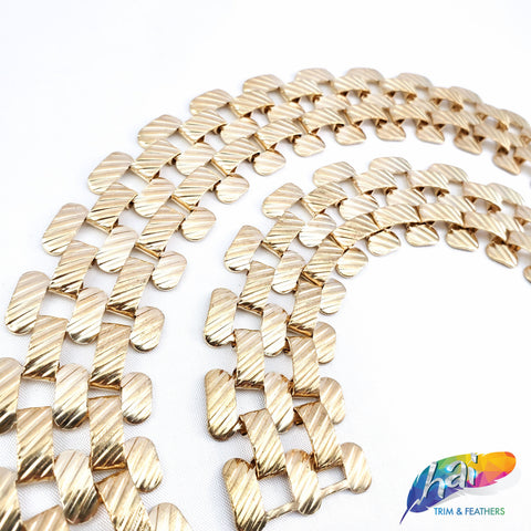 1" Gold Metal Striped Checkered Chain, CH-122