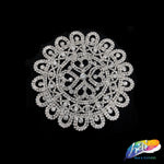 Silver Crystal Flower Medallion  Rhinestone Applique on Meta, YH-065