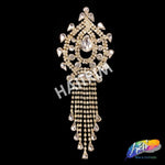 Crystal Rhinestone Motif Applique with Rhinestone Fringe on Metal Setting, YH-233